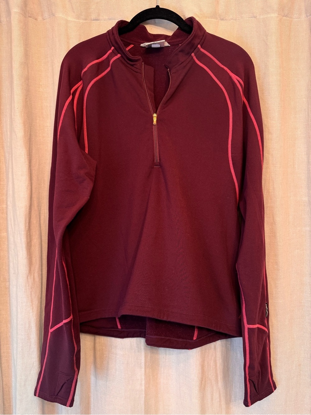 New Balance Thermacore 1/4 Zip Fleece Pullover Jacket Burgundy Pink Women's XL